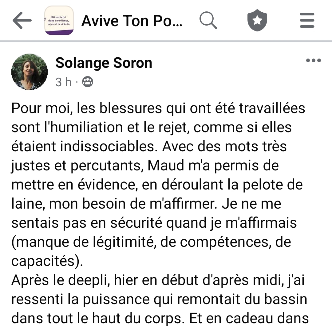 Témoignage Solange Soron
