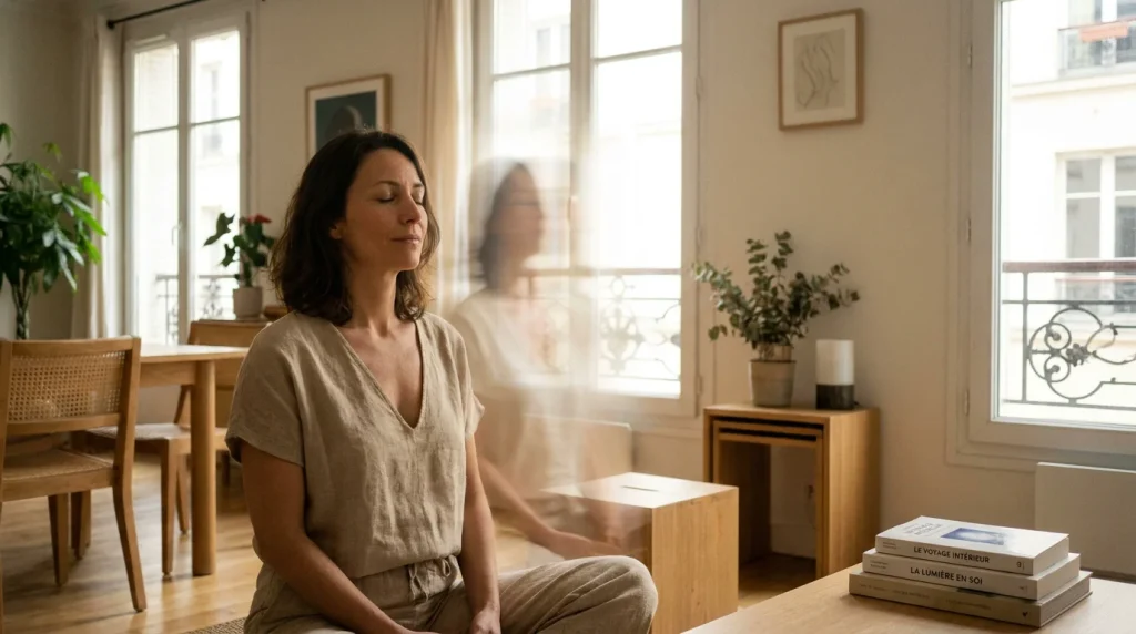 Femme sereine symbolisant la libération psycho émotionnelle profonde