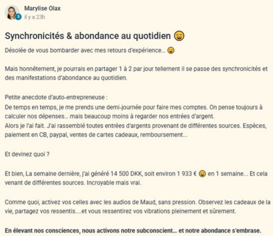 Témoignage Marylise — 1933€ en une semaine