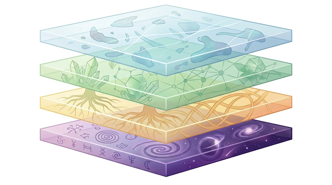Illustration des quatre niveaux de mémoires inconscientes sous forme de strates superposées