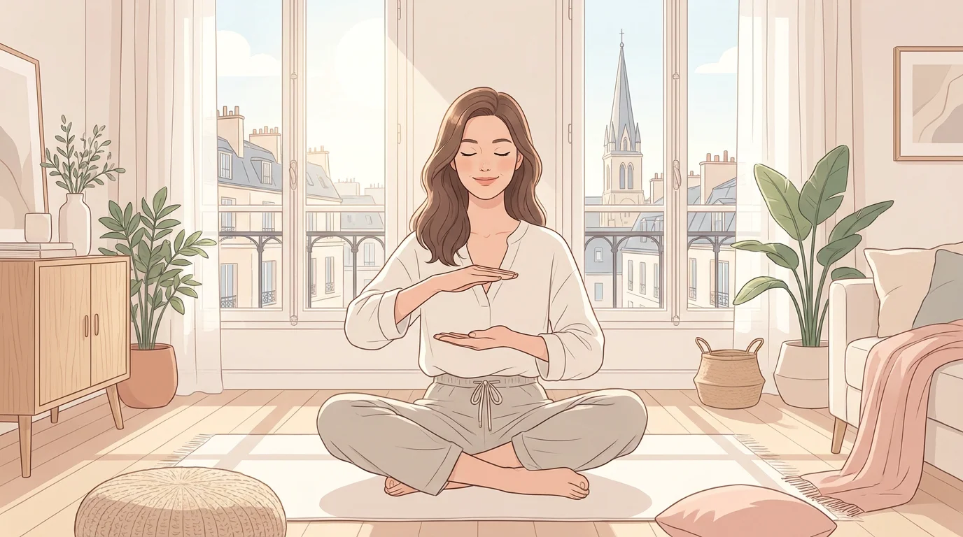 Femme pratiquant le point karaté lors d'une séance EFT