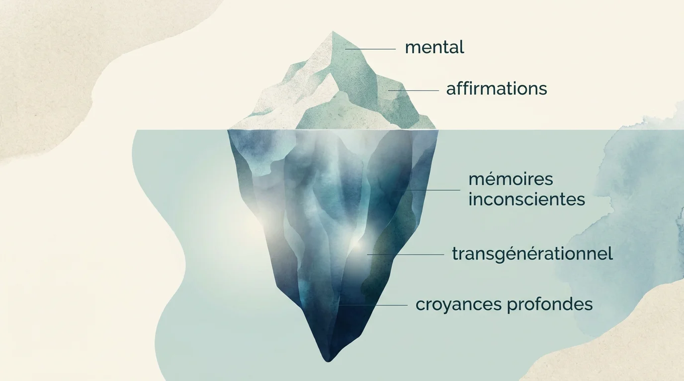 Iceberg illustrant les niveaux de mémoires émotionnelles conscientes et inconscientes