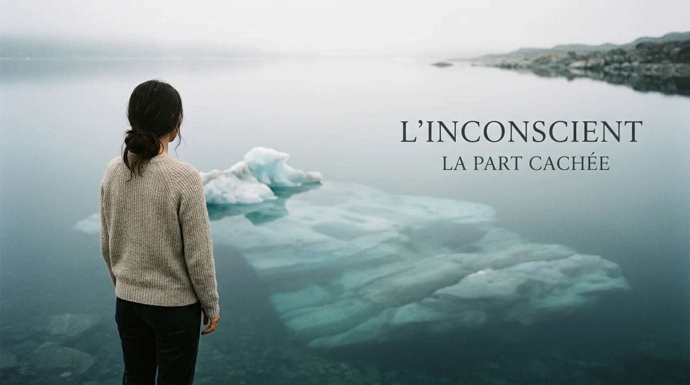 Illustration de la partie visible et cachée du psychisme, métaphore de l'inconscient