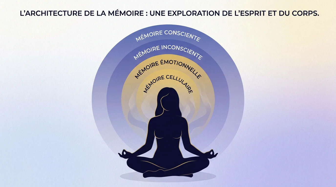 Illustration des différentes couches de mémoires inconscientes inaccessibles par les approches mentales classiques