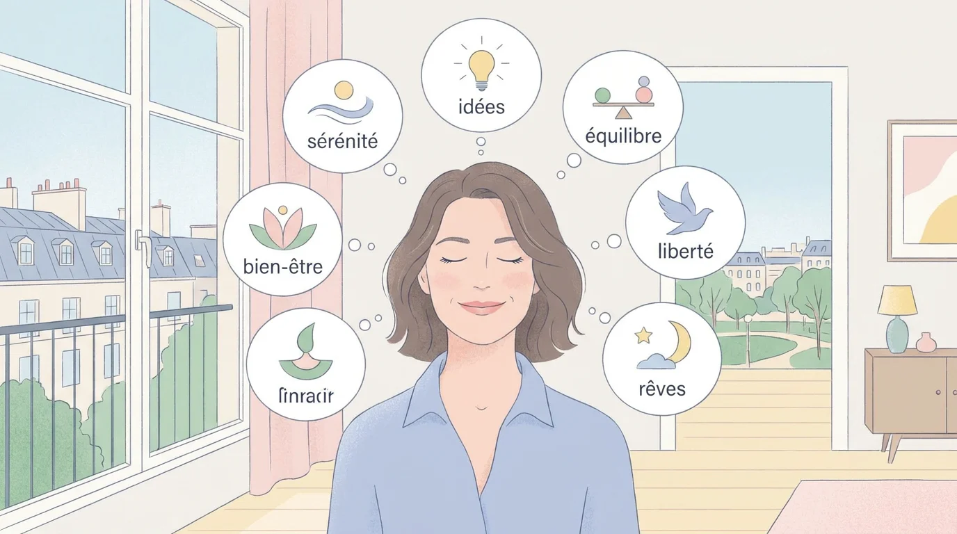 Femme en quête de libération émotionnelle profonde, illustration épurée