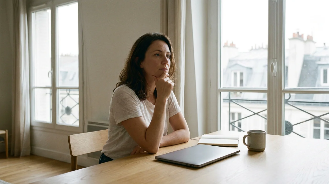 Femme entrepreneure réfléchissant à ses blocages émotionnels