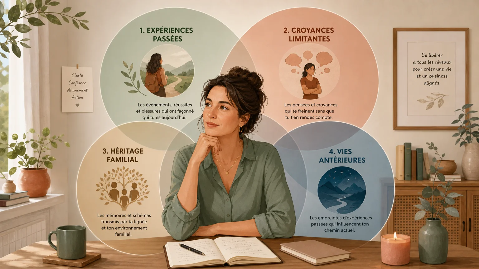 Illustration des 4 niveaux de mémoire explorés en coaching entrepreneurial